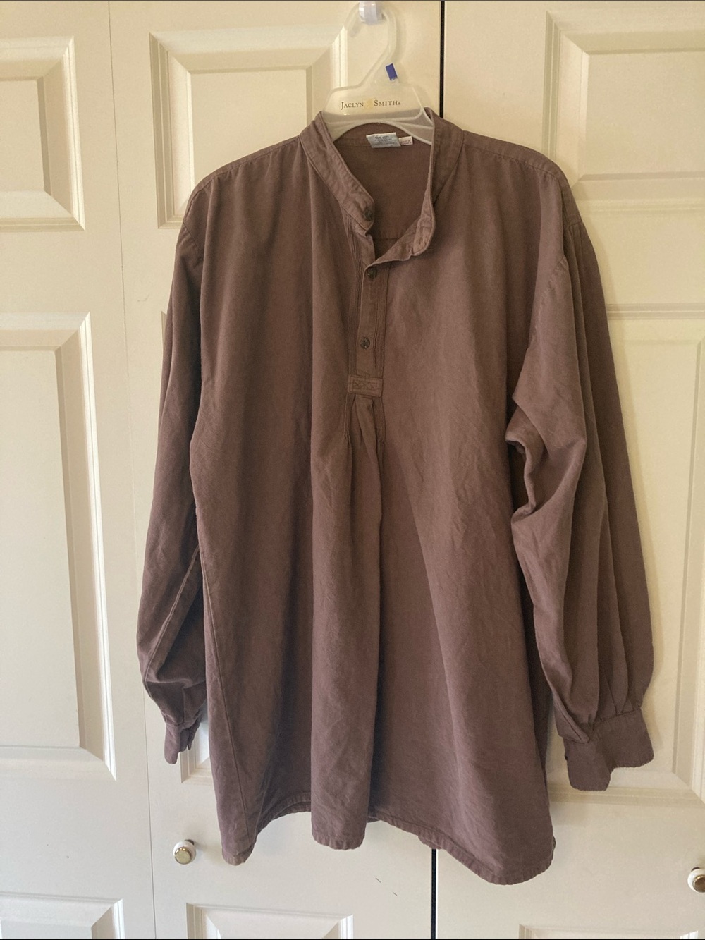 El Huarache Cottons women’s L tunic top brown 100% cotton quarter button